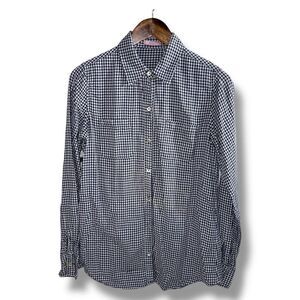 Calypso St. Barth Navy Gingham Button Up Shirt Size S